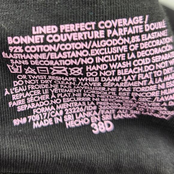 Victoria’s Secret Lined Perfect Coverage Padded Bra – Black Size 38D - Picture 4 of 6